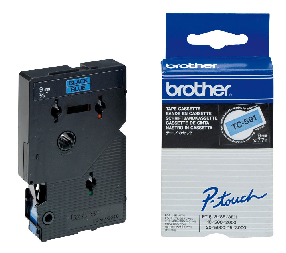 BROTHER Cinta laminada azul/negro 9mm