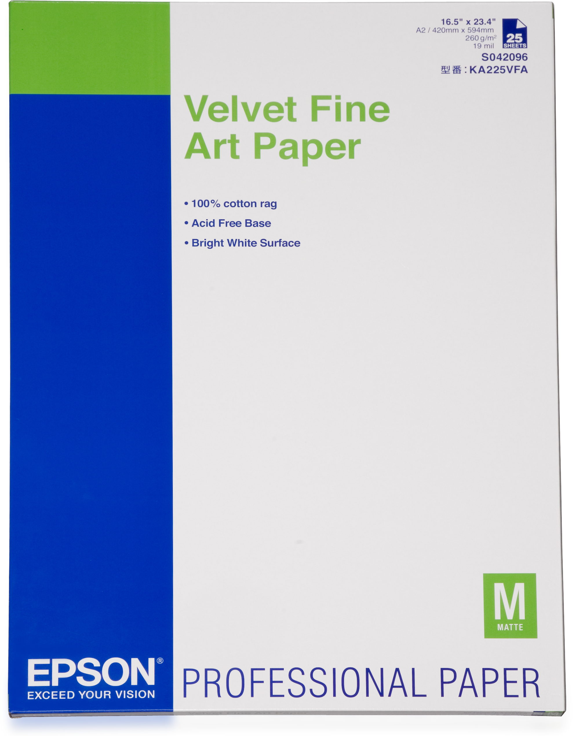 Epson GF Papel Velvet Fine Art. A2, 25h, 260g/m2