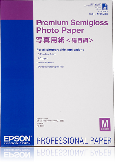 Epson GF Papel Premium SemmiGloss Photo A2, 25 hojas - 250 g/m2