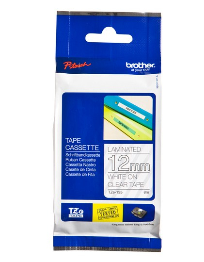 BROTHER Cinta laminada Transparente/Blanco 12mm, 8m