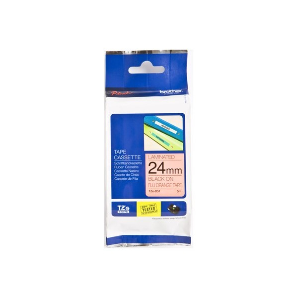 BROTHER Cinta laminada Fluorescente/Naranja/ Negro 24 mm, 8 m