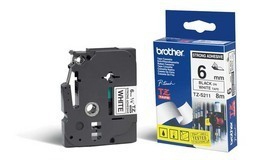 BROTHER Cinta laminada Blanco / negro (Superadhesiva) 6mm