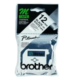 BROTHER Cinta No laminada Blanco/ negro 12 mm