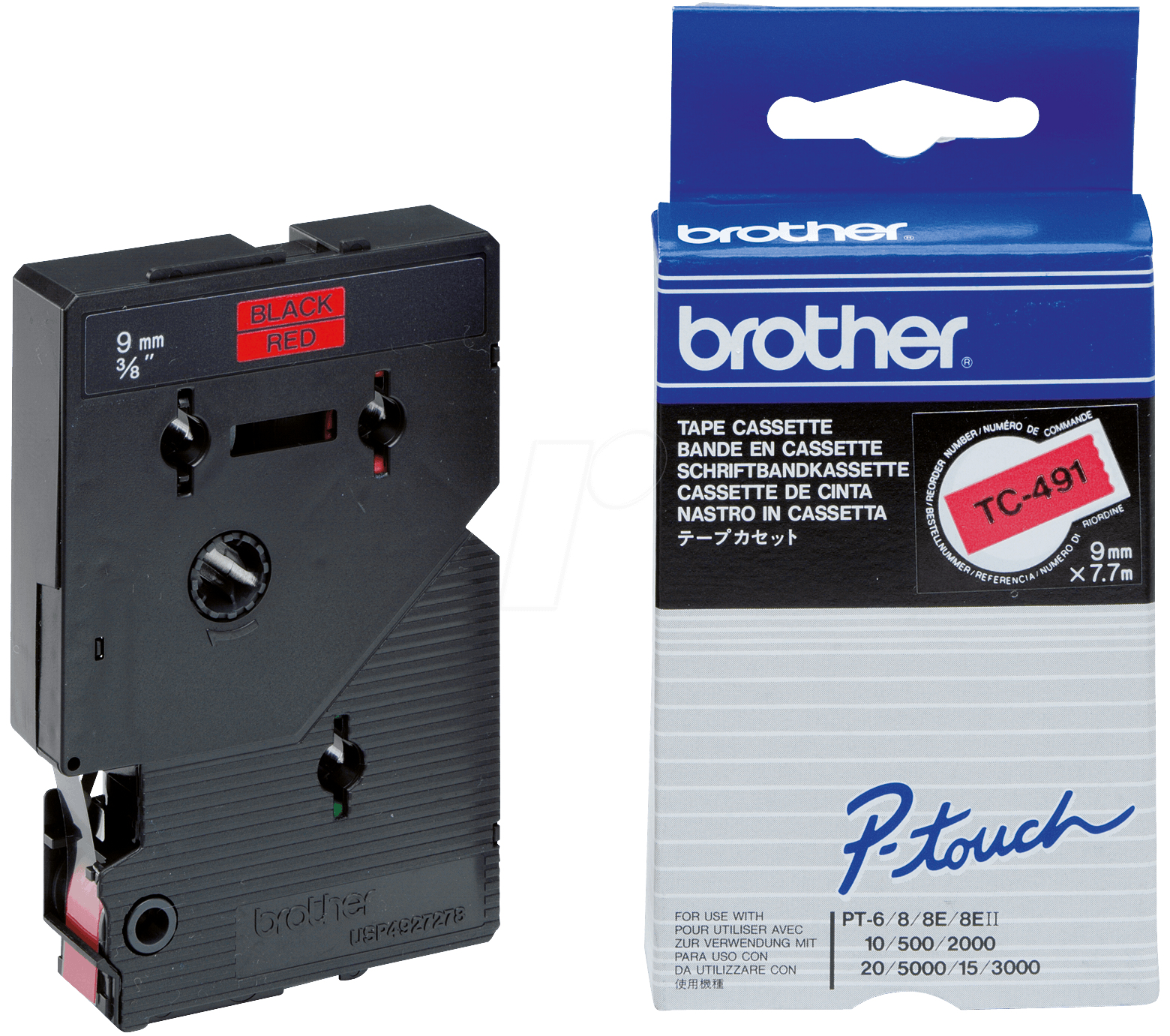 BROTHER Cinta laminada Rojo / negro 9 mm