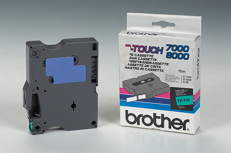 BROTHER Cinta laminada Verde / negro 12 mm