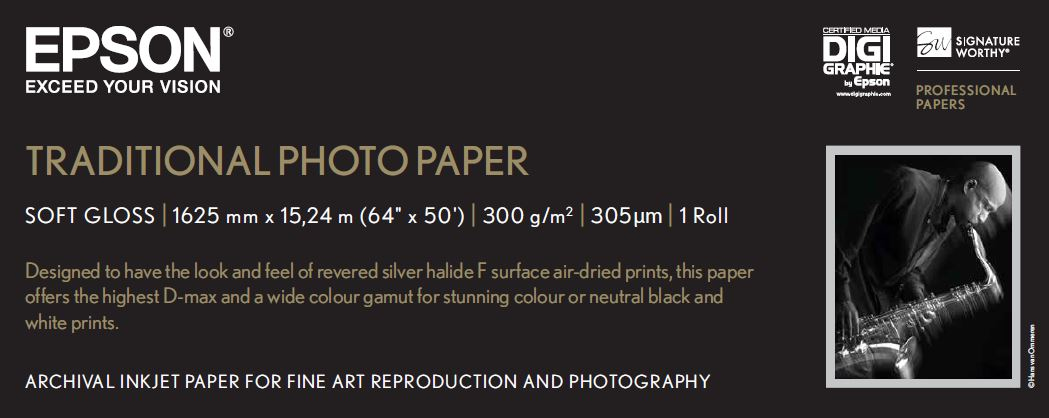 Epson GF papel Photo Traditional 64&quot x 15,2m - 300 g/m2