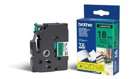 BROTHER Cinta laminada verde/ negro 18mm