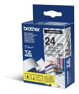 BROTHER Cinta laminada transparente/negro 24mm