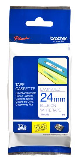 BROTHER Cinta laminada blanco/azul 24mm