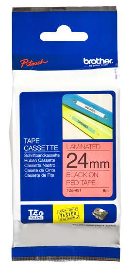 BROTHER Cinta laminada rojo/ negro 24mm