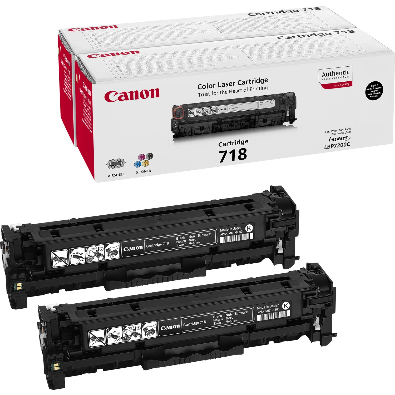 Canon LBP-7200CDN MF-8330/8350CDN, Toner Negro 718BK (PACK 2)