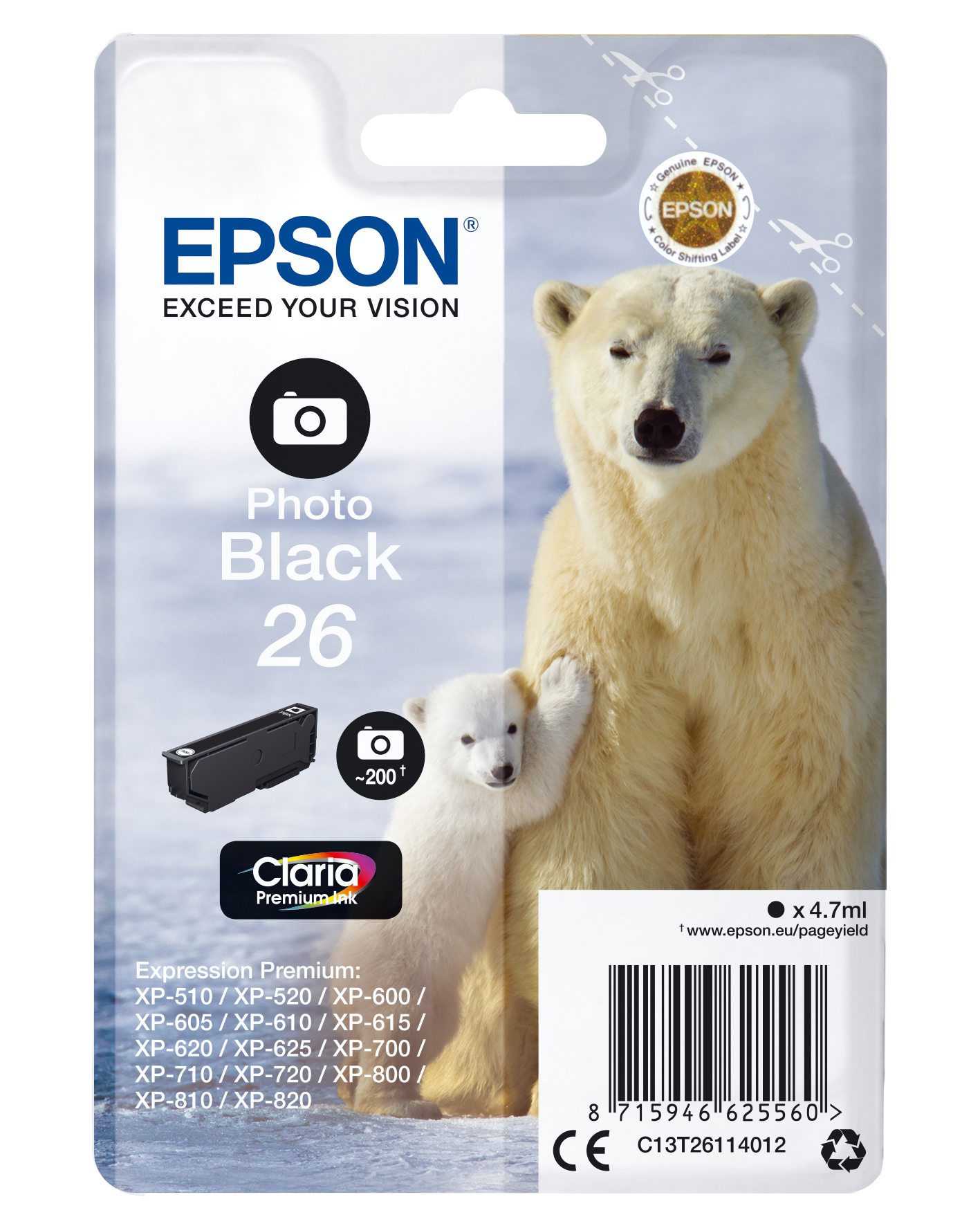 Epson Claria Premium Cartucho foto Negro 26