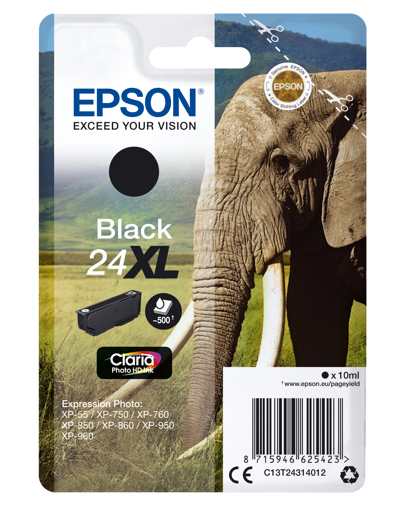 Epson Claria Photo HD Ink Cartucho Negro 24XL Expression Photo XP-760/950