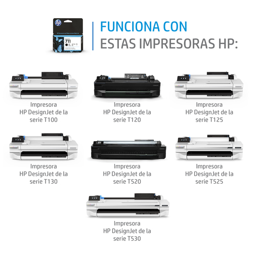 HP DesignJet T120/T520 Cartucho Negro Nº711