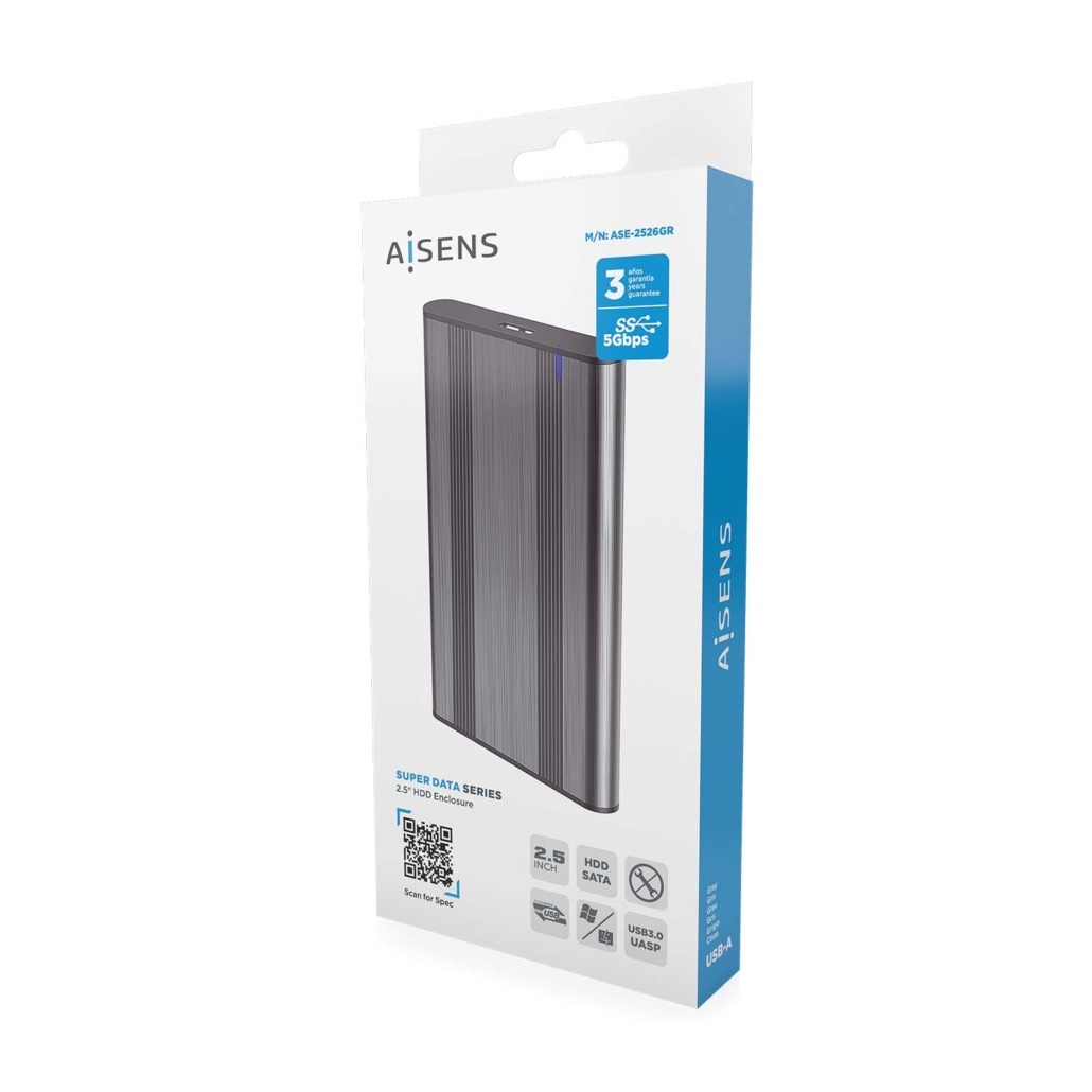 AISENS - CAJA EXTERNA 2,5 9.5MM SATA A USB 3.0/USB3.1 GEN1, GRIS