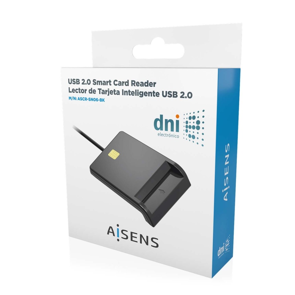 AISENS - LECTOR DE TARJETA INTELIGENTE DNI, NEGRO