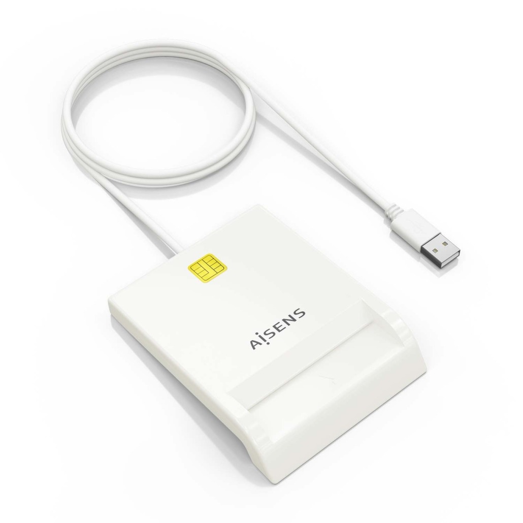 AISENS - LECTOR DE TARJETA INTELIGENTE DNI, BLANCO