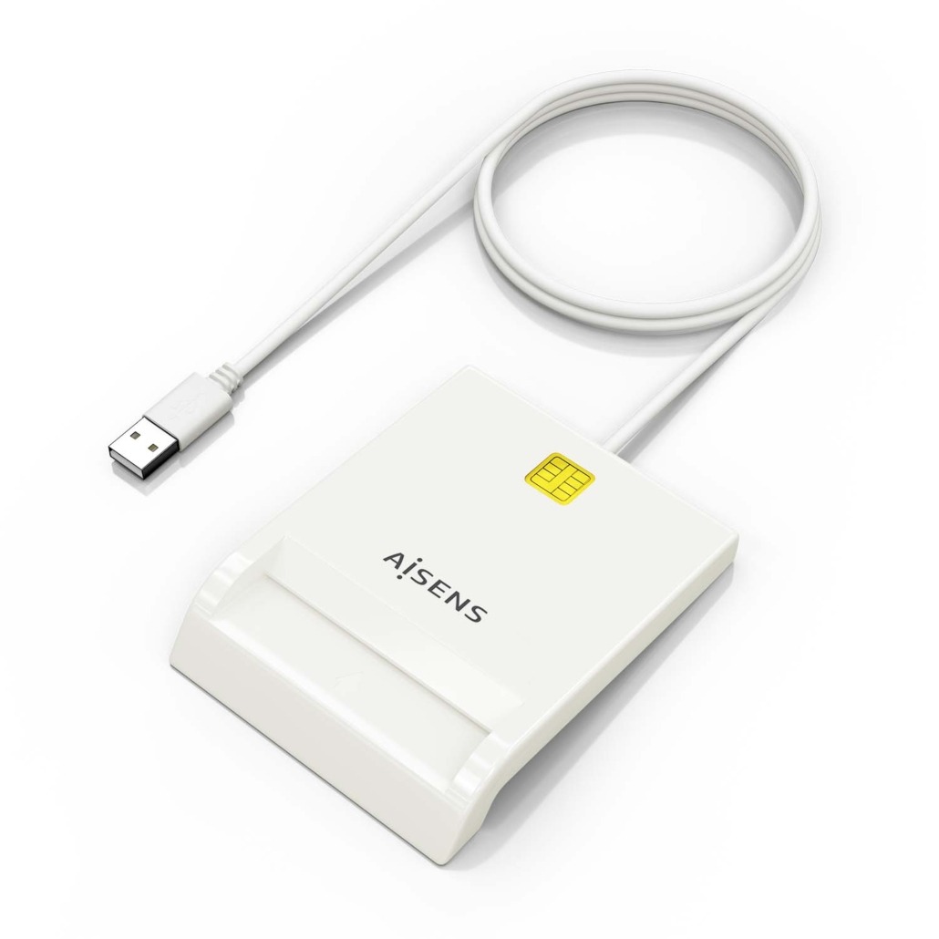 AISENS - LECTOR DE TARJETA INTELIGENTE DNI, BLANCO