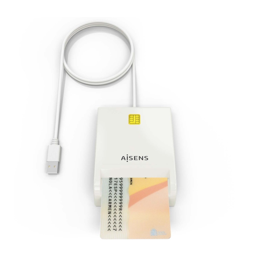 AISENS - LECTOR DE TARJETA INTELIGENTE DNI, BLANCO