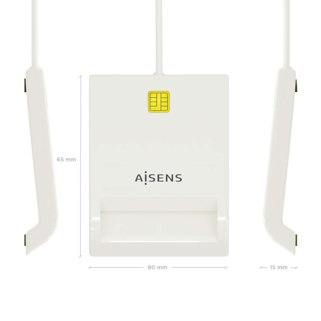 AISENS - LECTOR DE TARJETA INTELIGENTE DNI, BLANCO
