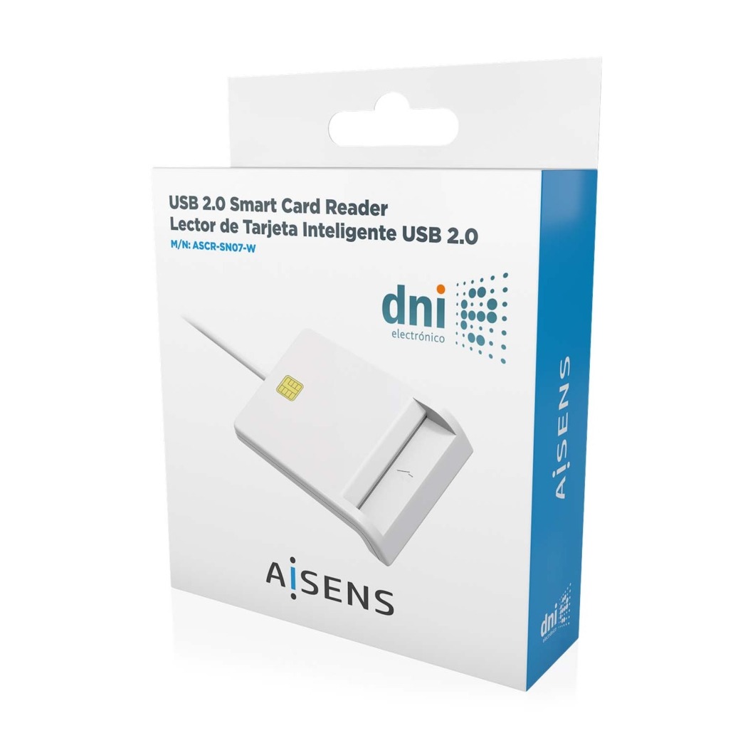 AISENS - LECTOR DE TARJETA INTELIGENTE DNI, BLANCO