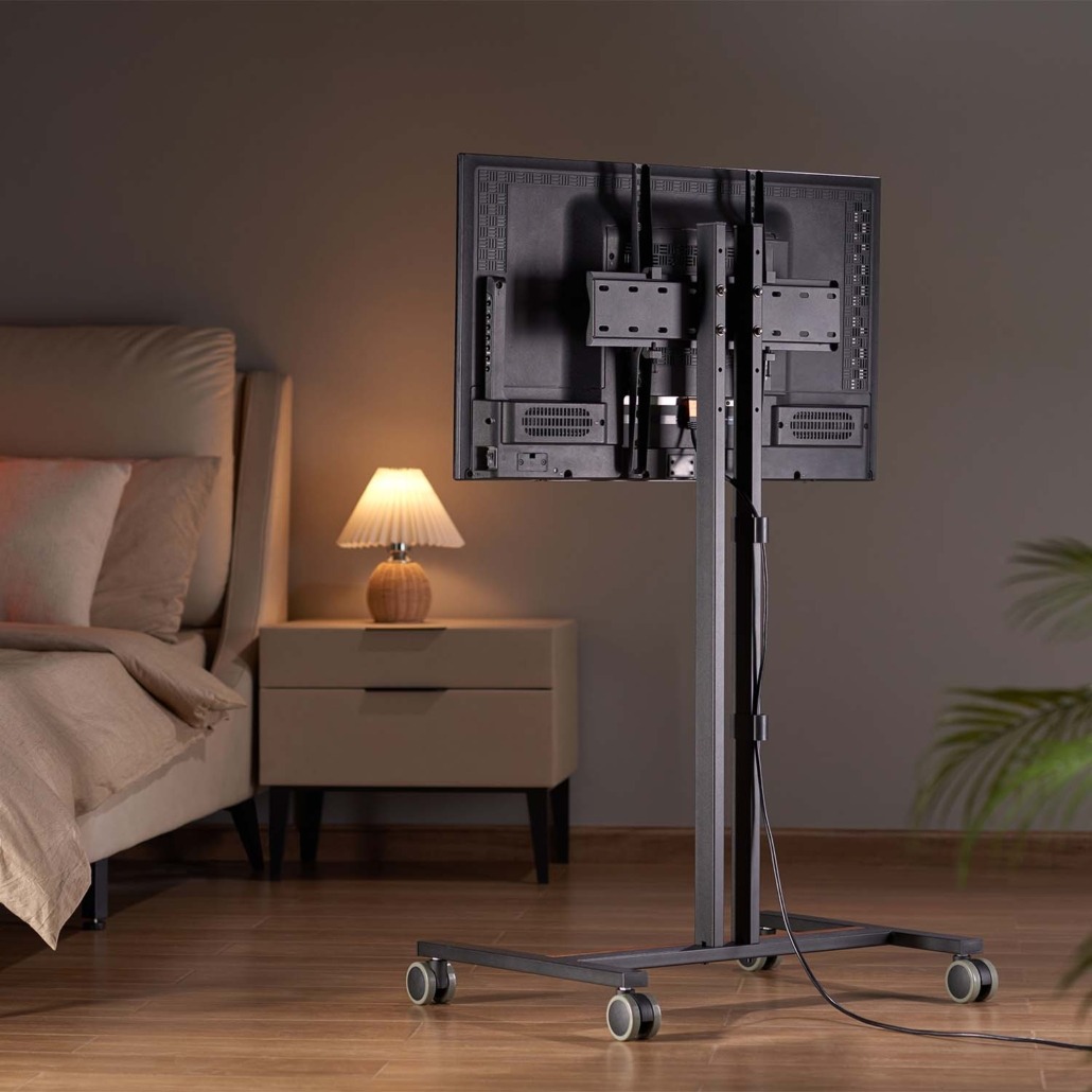 AISENS - SOPORTE DE SUELO ECO CON RUEDA PARA MONITOR/TV 35KG DE 32-55, NEGRO