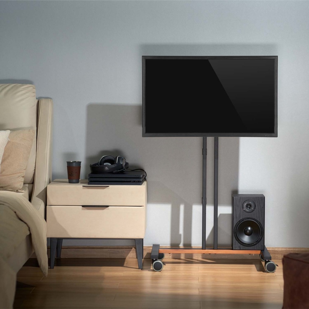 AISENS - SOPORTE DE SUELO ECO CON RUEDA PARA MONITOR/TV 35KG DE 32-55, NEGRO