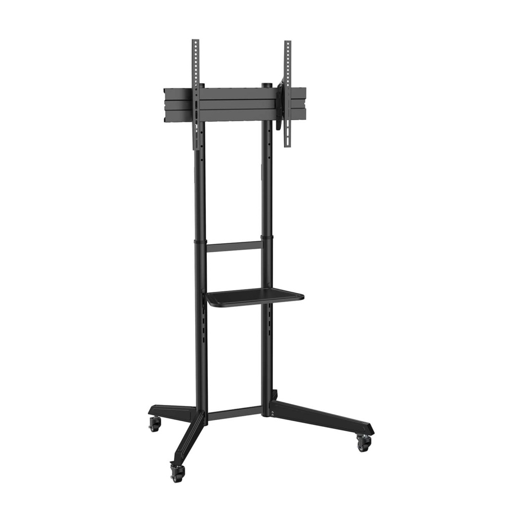 AISENS - SOPORTE DE SUELO ECO CON RUEDA, BANDEJA PARA DVD PARA MONITOR/TV 50KG DE 37-70, NEGRO