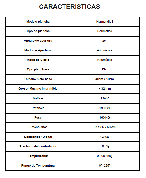 BEINSEN PLANCHA NEUMATICA NORMANDIA 40X50 DOBLE PLATO