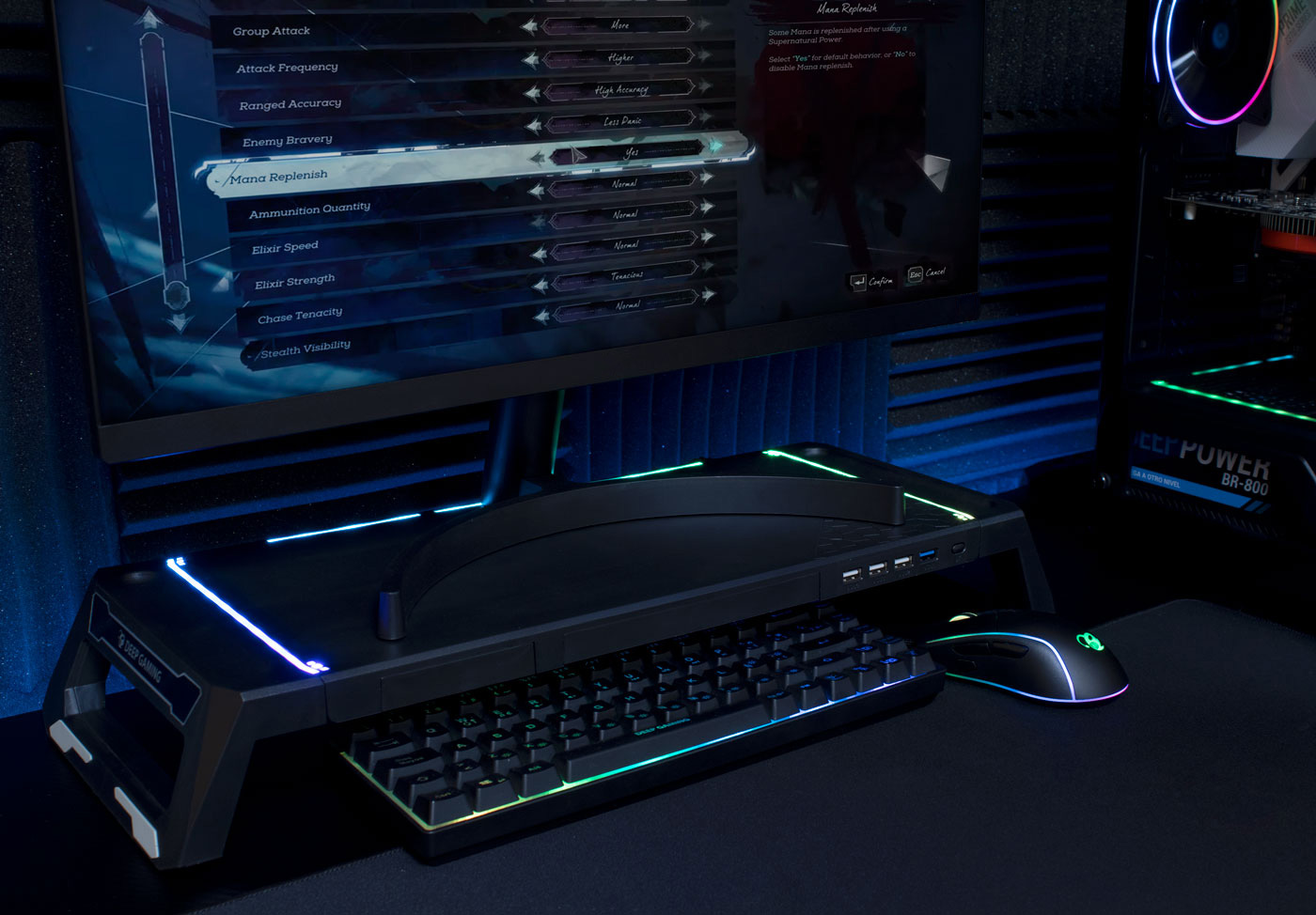 DEEP GAMING STAND PARA MONITOR + HUB