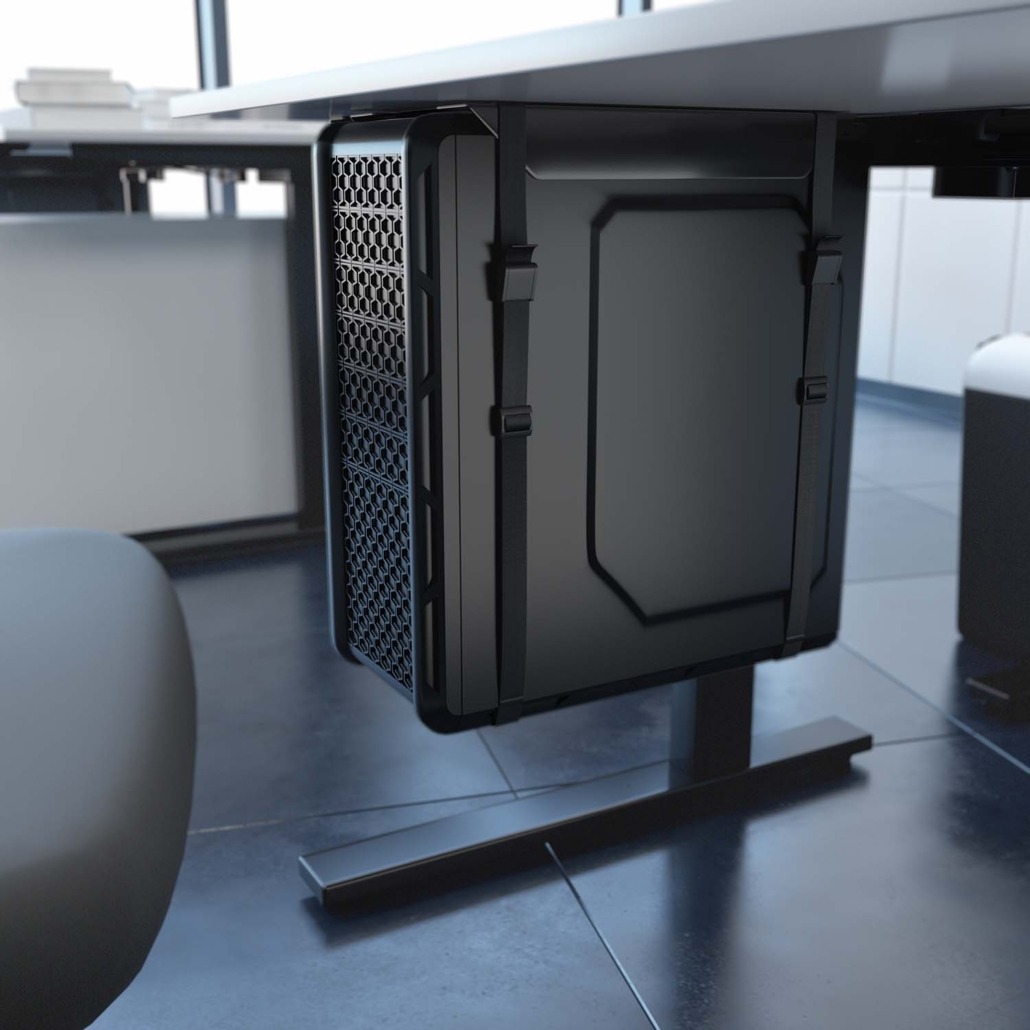 AISENS - SOPORTE PARA CPU DEBAJO DE ESCRITORIO CON CORREA, NEGRO