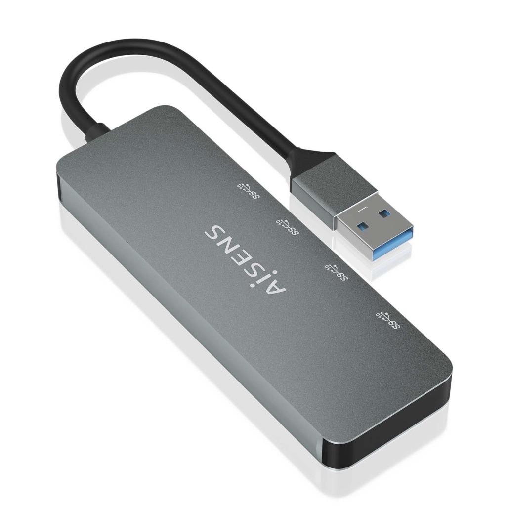 AISENS - HUB USB 3.2 GEN2 10G USB-A, USB-A/M-2xUSB-C/H-2xUSB-A/H, GRIS, 15CM