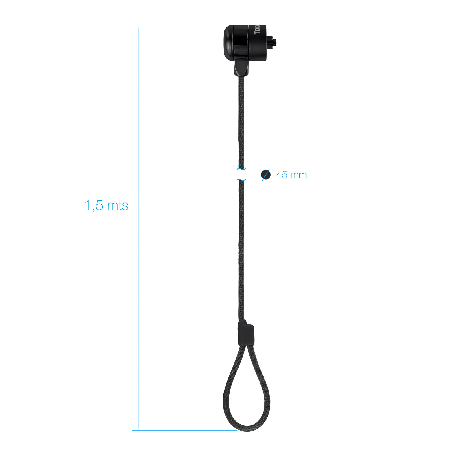 TOOQ Cable de Seguridad T-LOCK con Llave para Portatiles 1.5 metros, Gris Oscuro