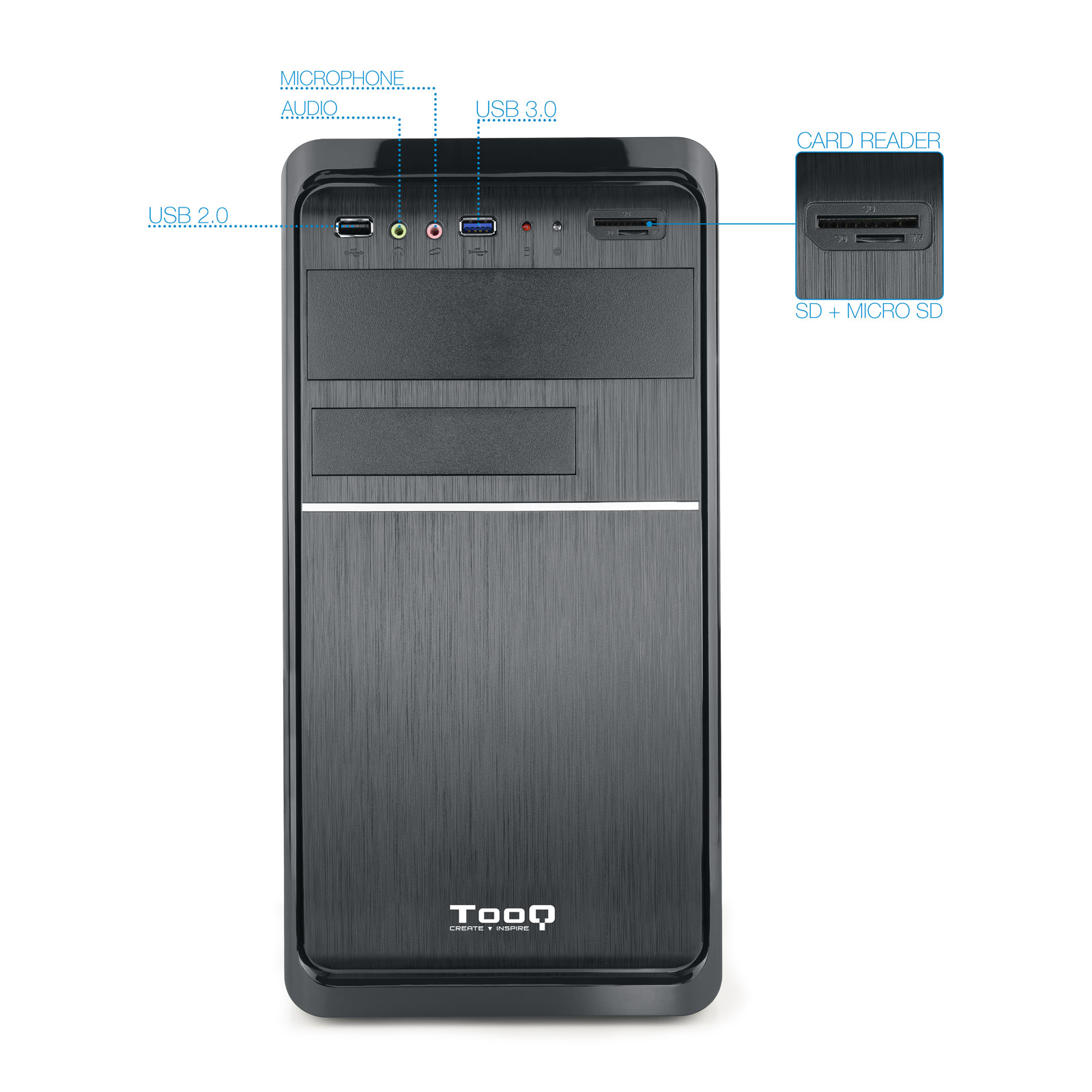 TOOQ CAJA MINITORRE MATX TQC-4735U3C-B 500W L.TARJETAS- desctalogado