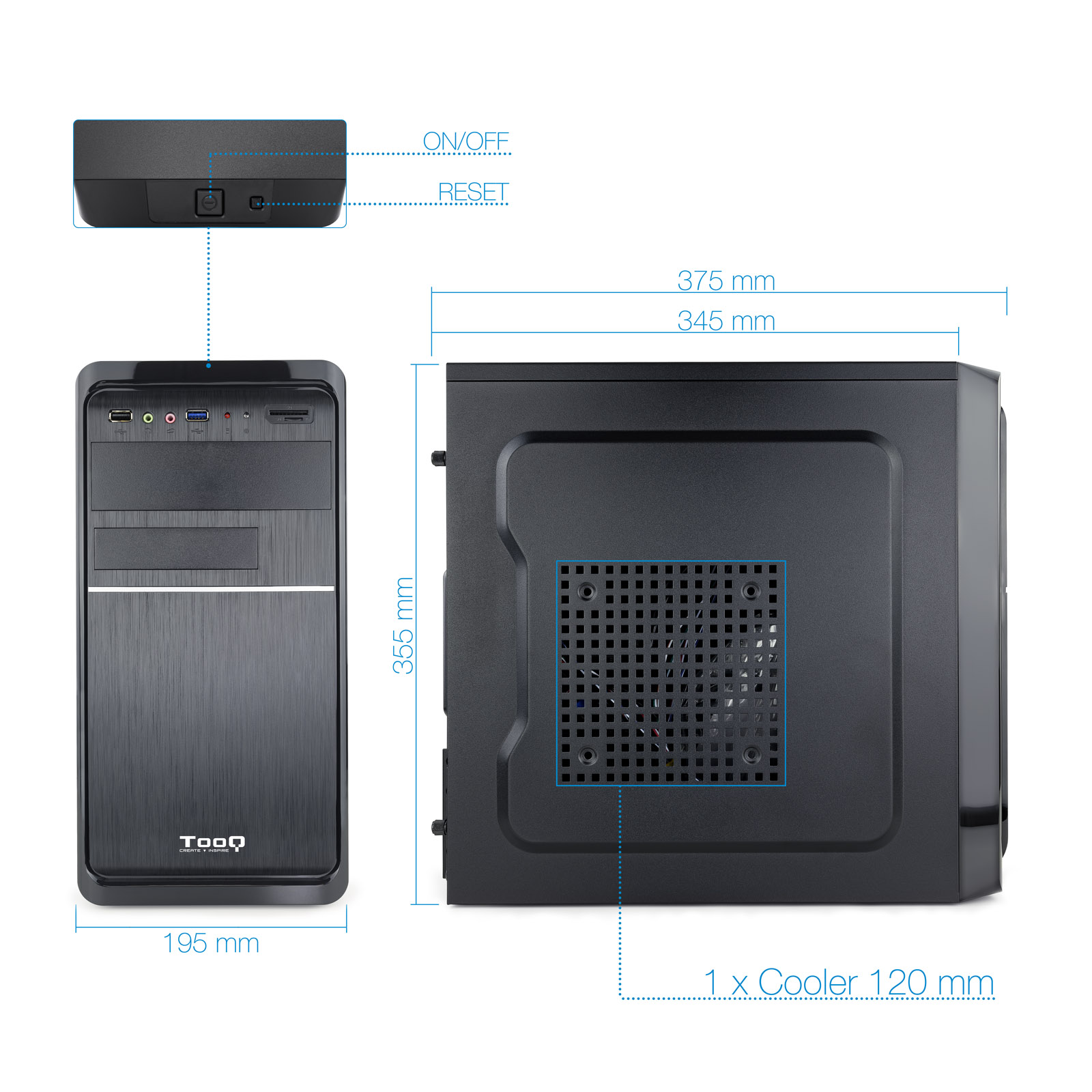 TOOQ CAJA MINITORRE MATX TQC-4735U3C-B 500W L.TARJETAS- desctalogado