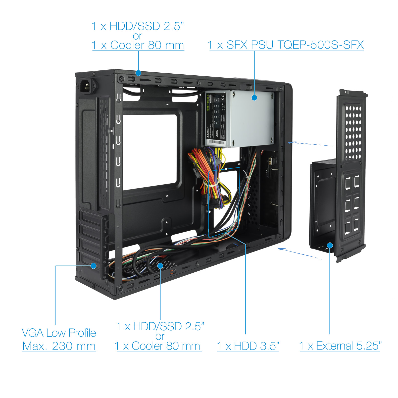 TOOQ CAJA SLIM MATX TQC-3005U3 500W