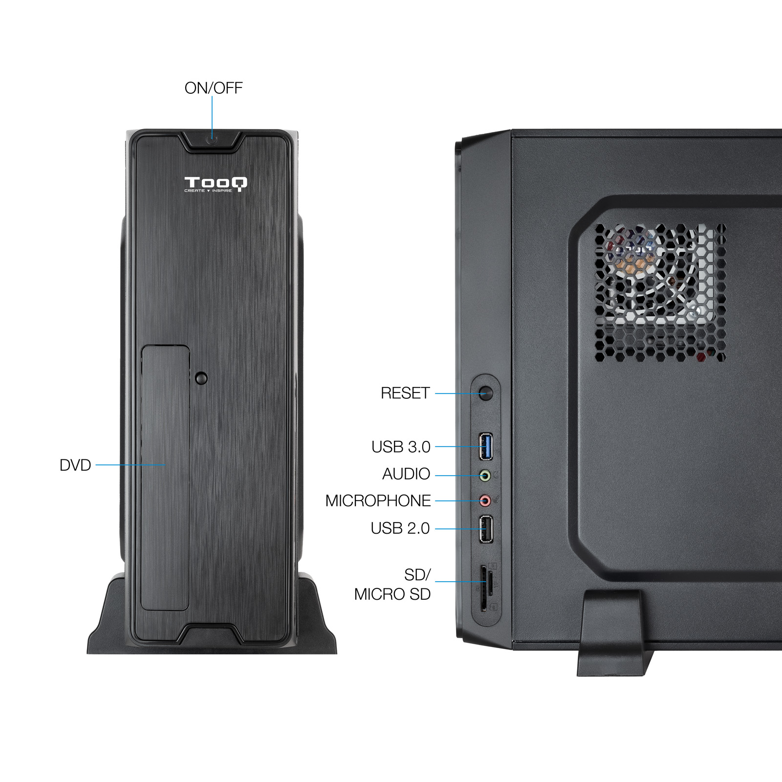 TOOQ CAJA SLIM MATX TQC-3007U3CD 500W LECTOR TARJETAS