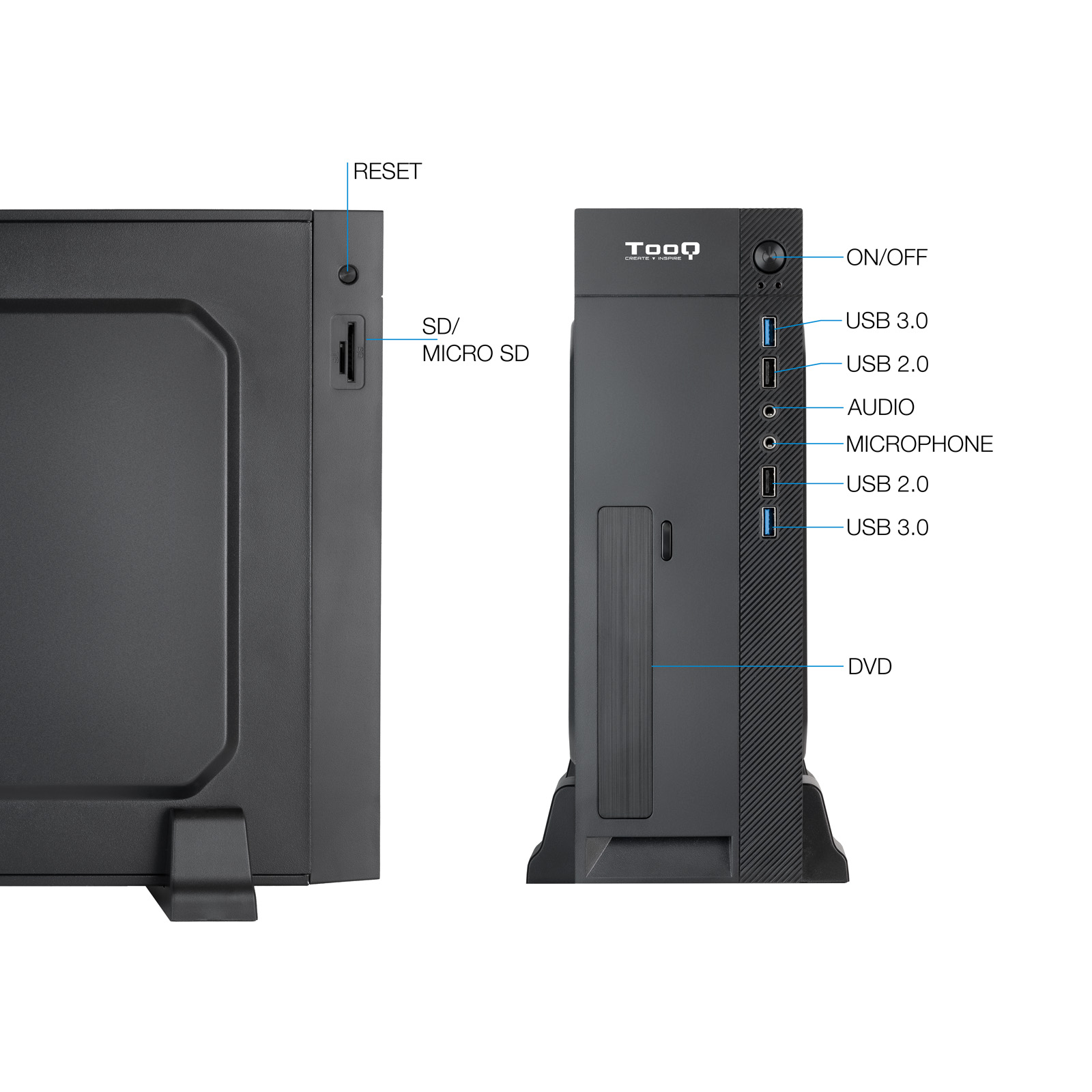 TOOQ CAJA SLIM MATX TQC-3008U3CD 500W LECTOR TARJETAS