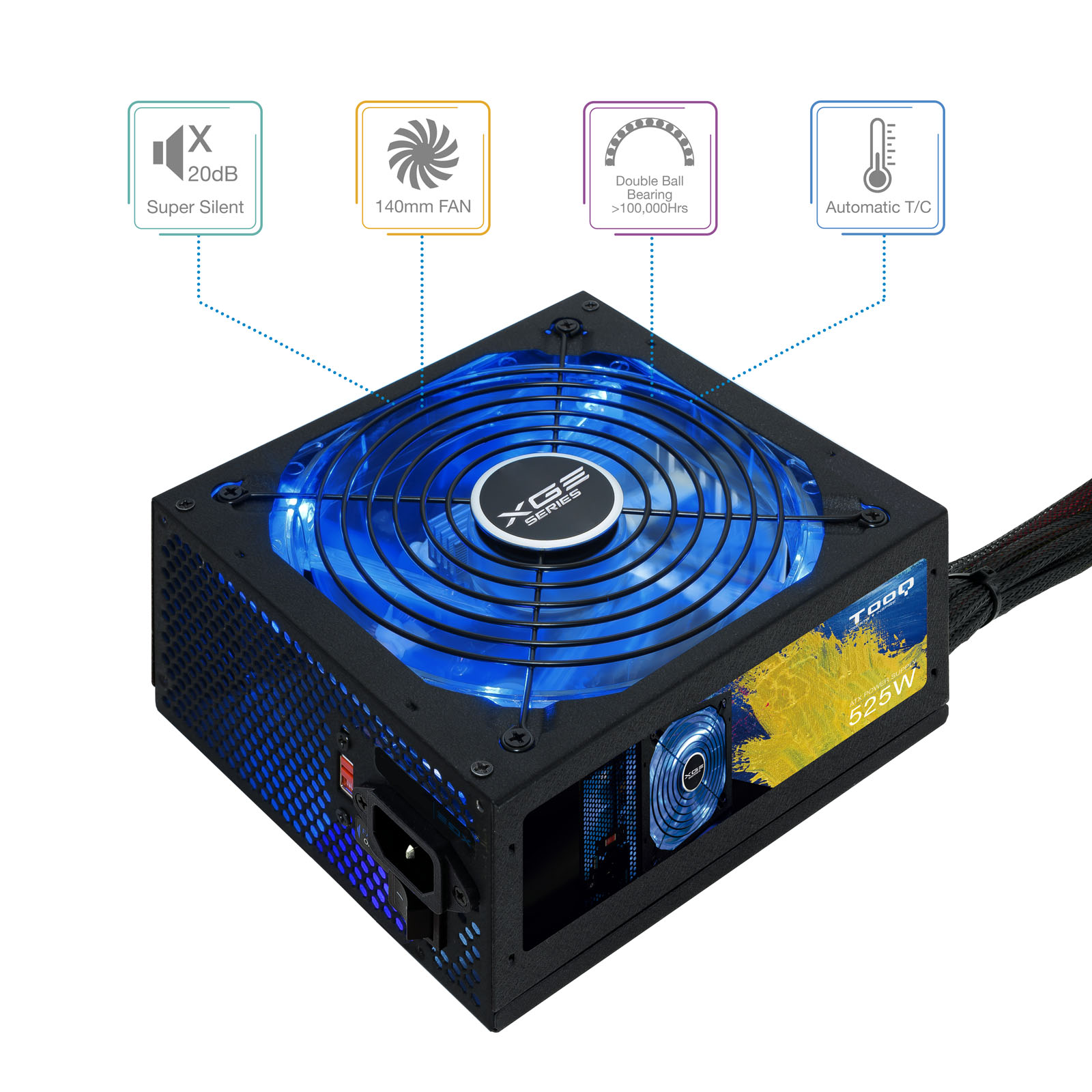 TOOQ FUENTE GAMING 525W ATX12V V2.31 APFC 82+ LED ON/OFF- Descatalogado