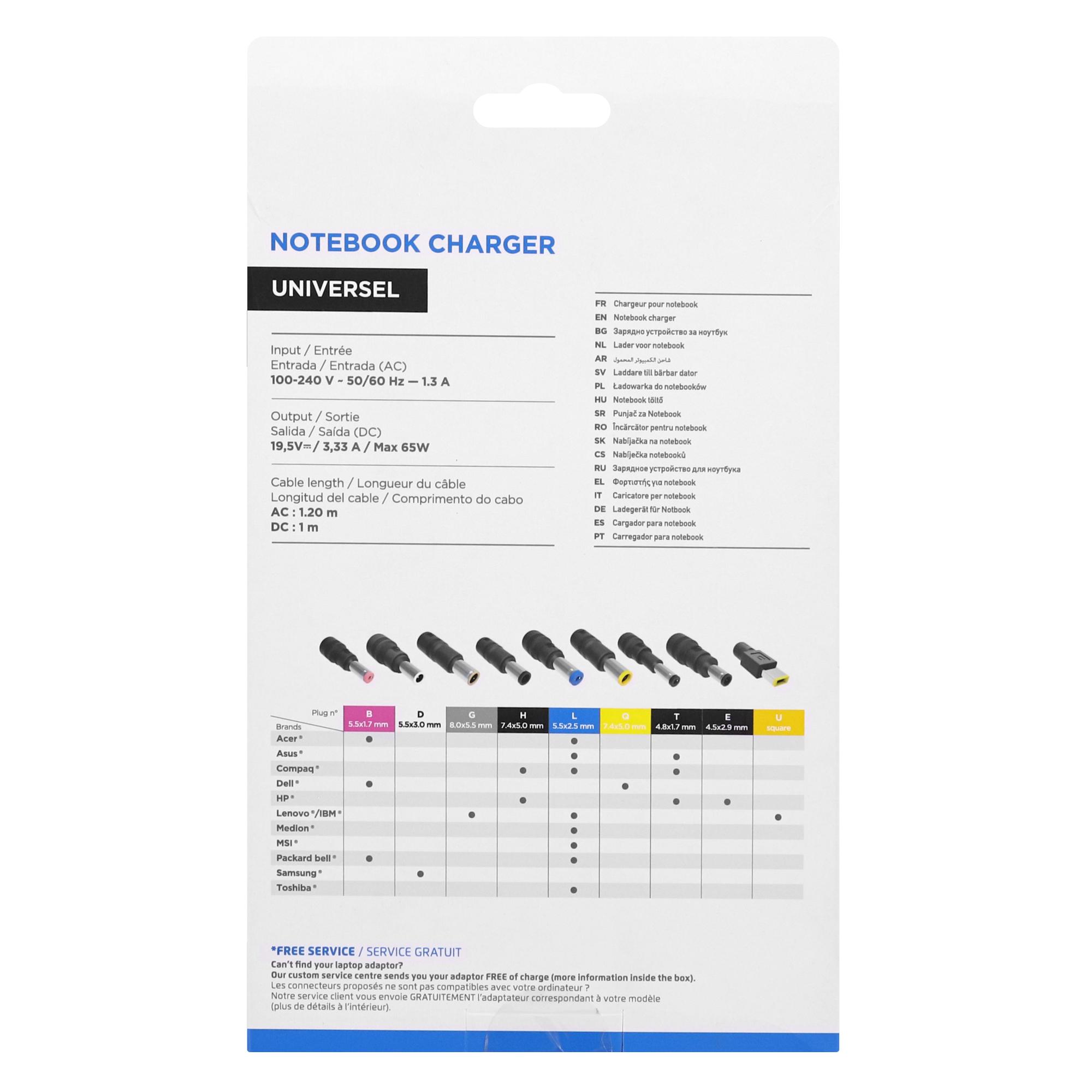 TNB Cargador universal para portátil 65W