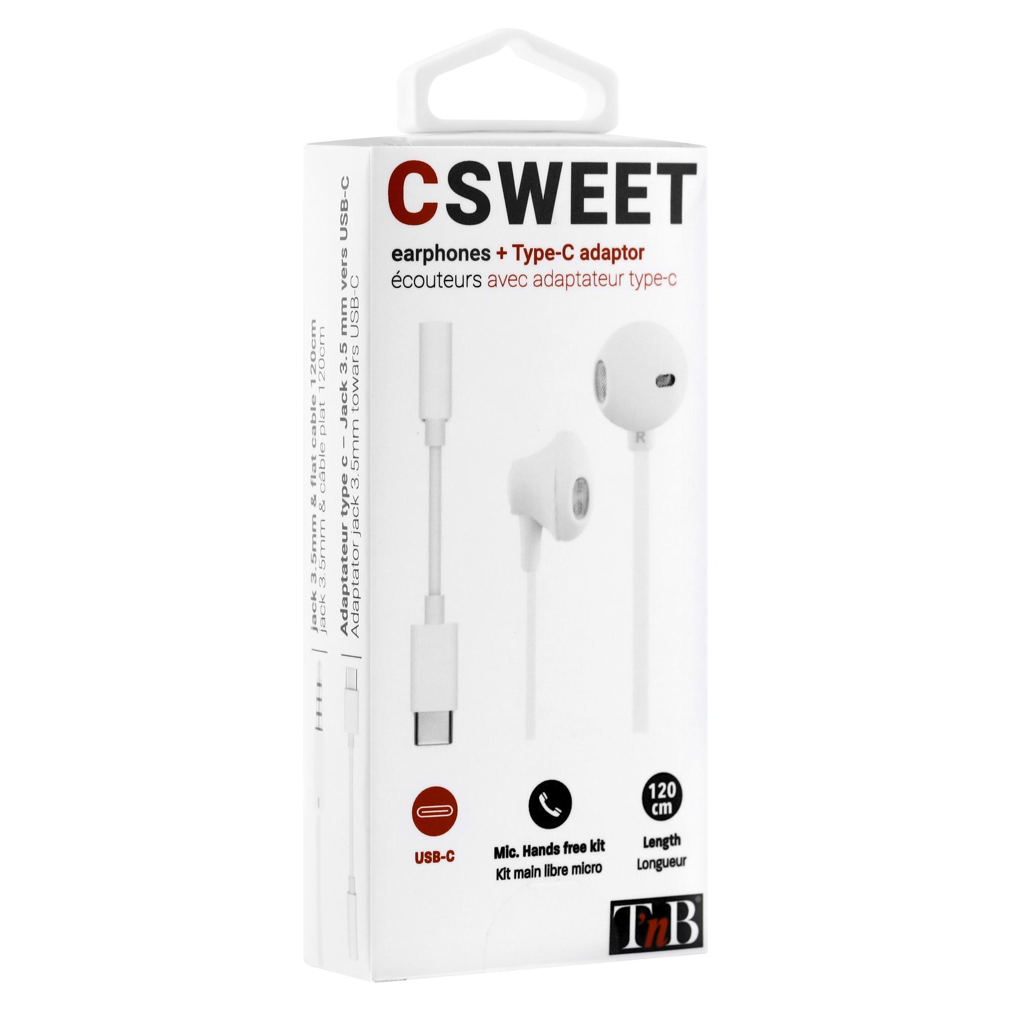 TNB SWEET & ADAPTATEUR TYPE C - Auriculares semiaurales - blanco