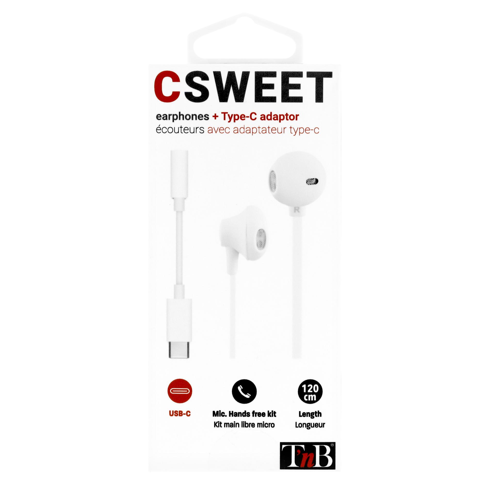 TNB SWEET & ADAPTATEUR TYPE C - Auriculares semiaurales - blanco