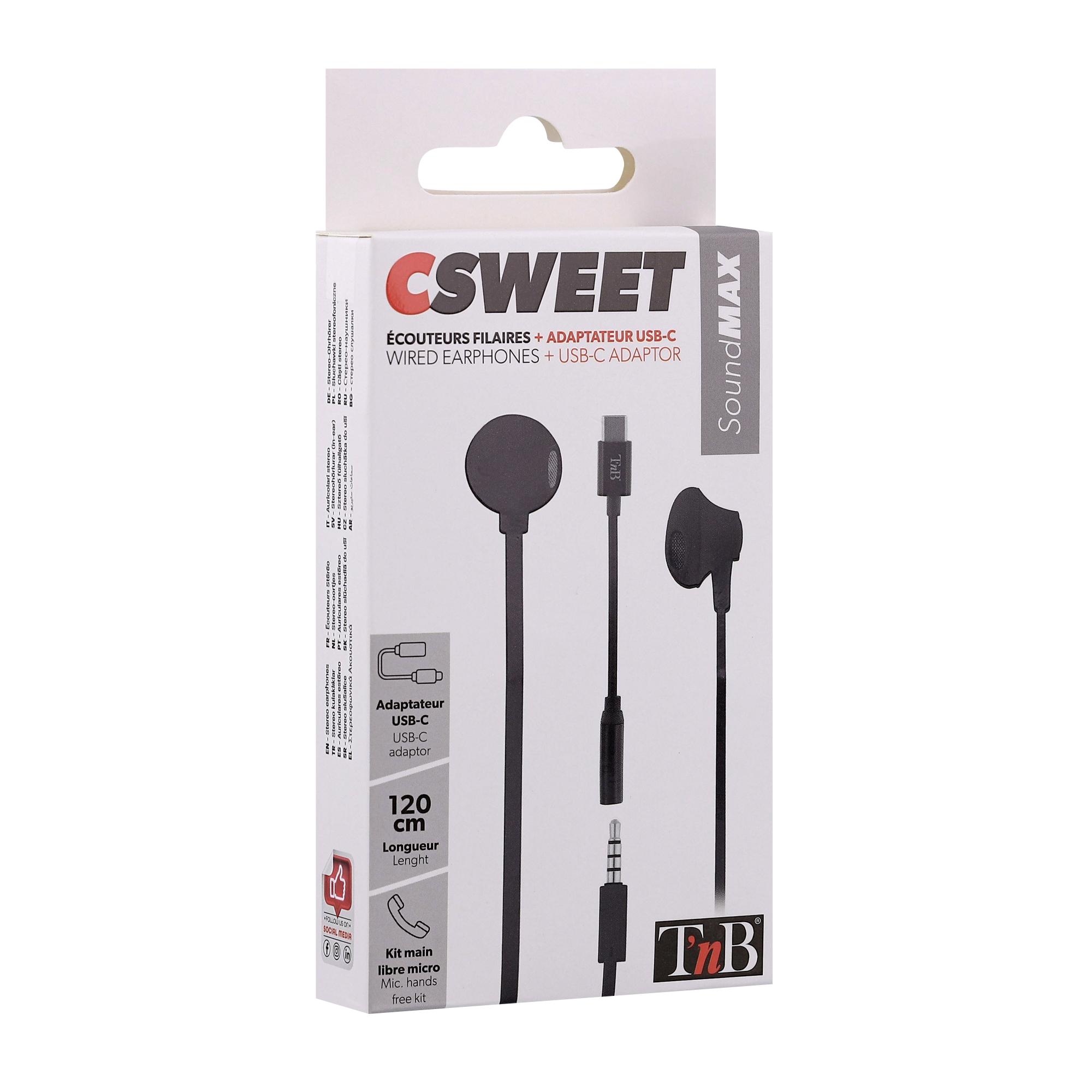TNB SWEET & ADAPTATEUR TYPE C - Auriculares semiaurales - Negro