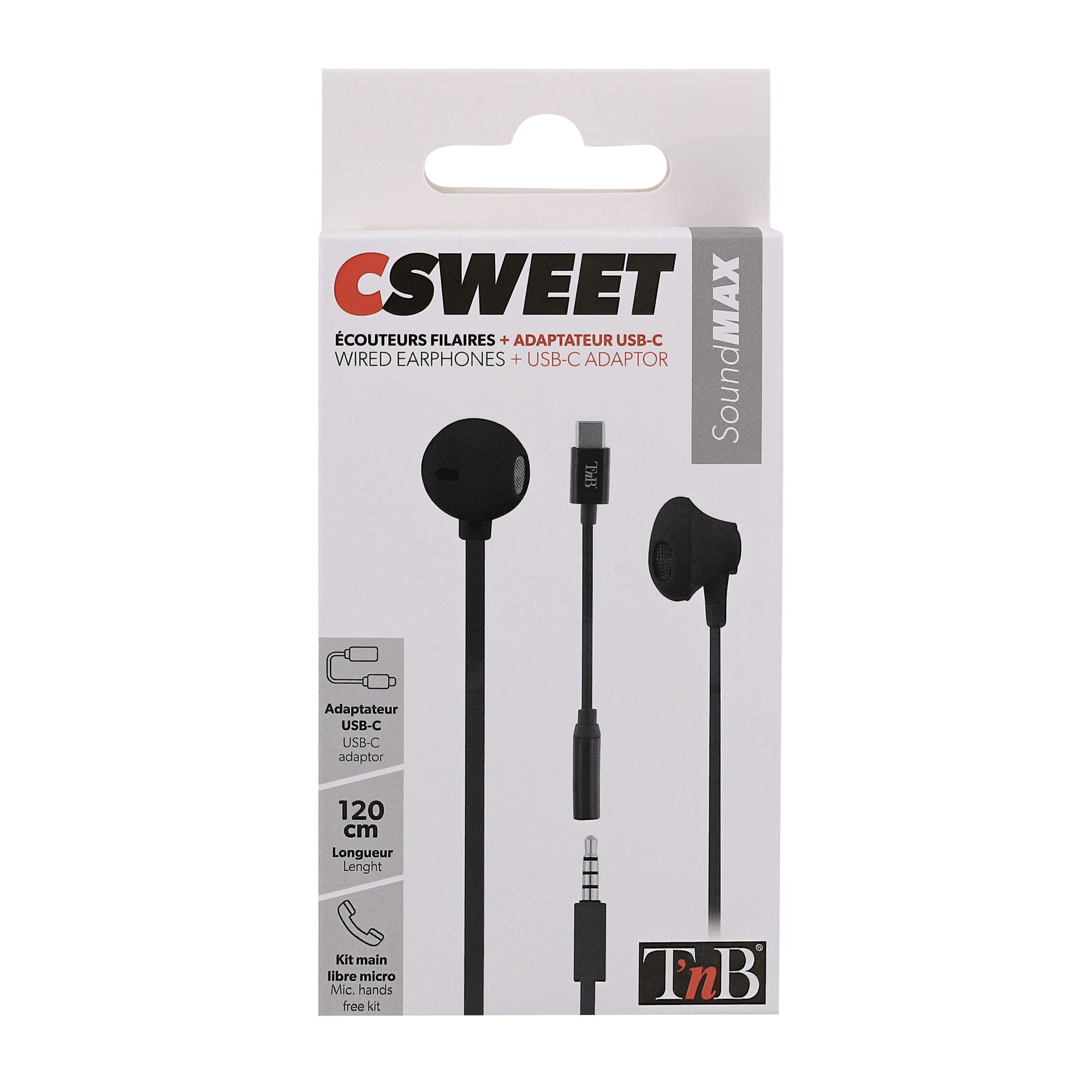 TNB SWEET & ADAPTATEUR TYPE C - Auriculares semiaurales - Negro