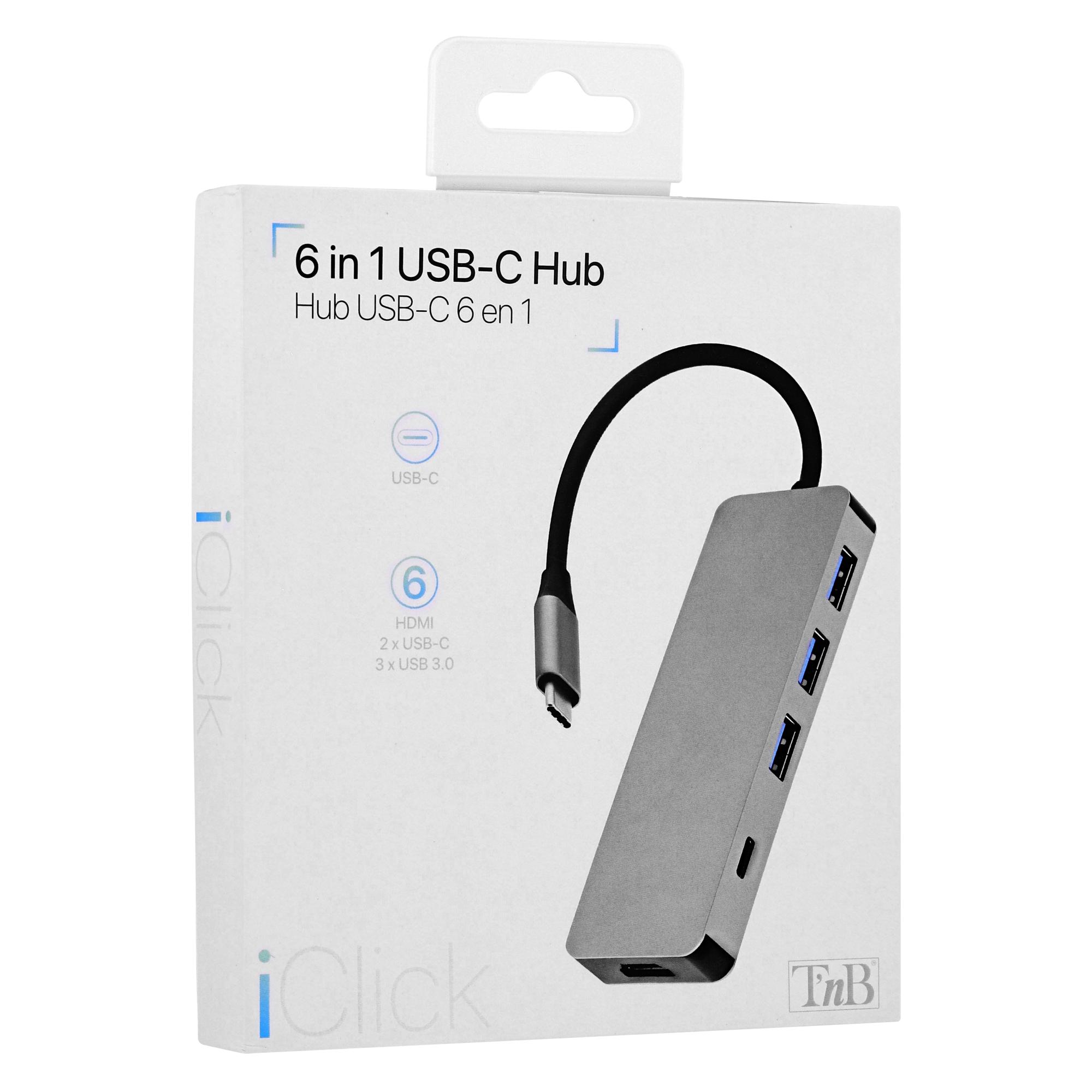 TNB iClick - Hub USB-C (Tipo C) 6 en 1 - gris sideral