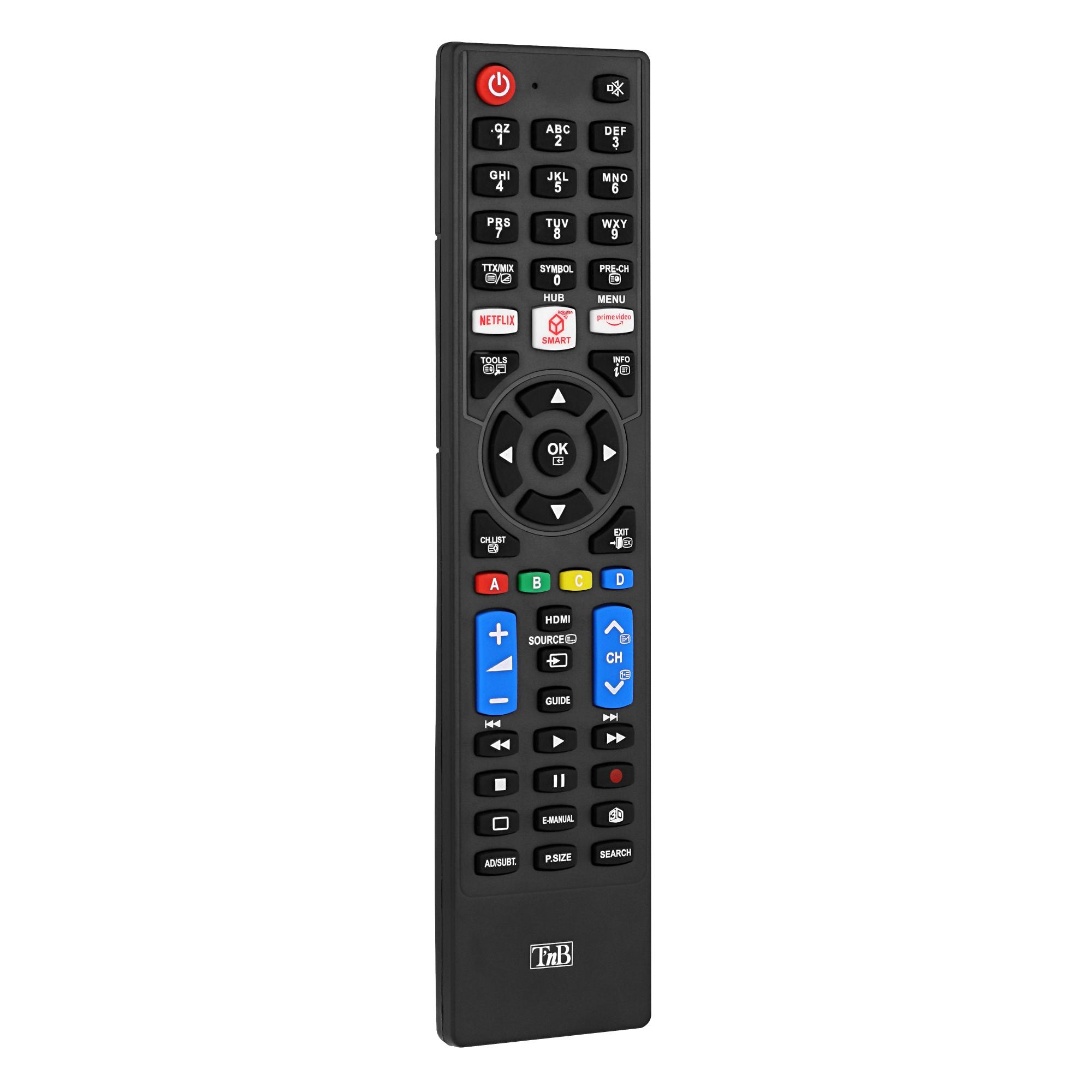 TNB Mando a distancia universal preprogramado Panasonic, Philips, LG, Samsung y Sony - negro
