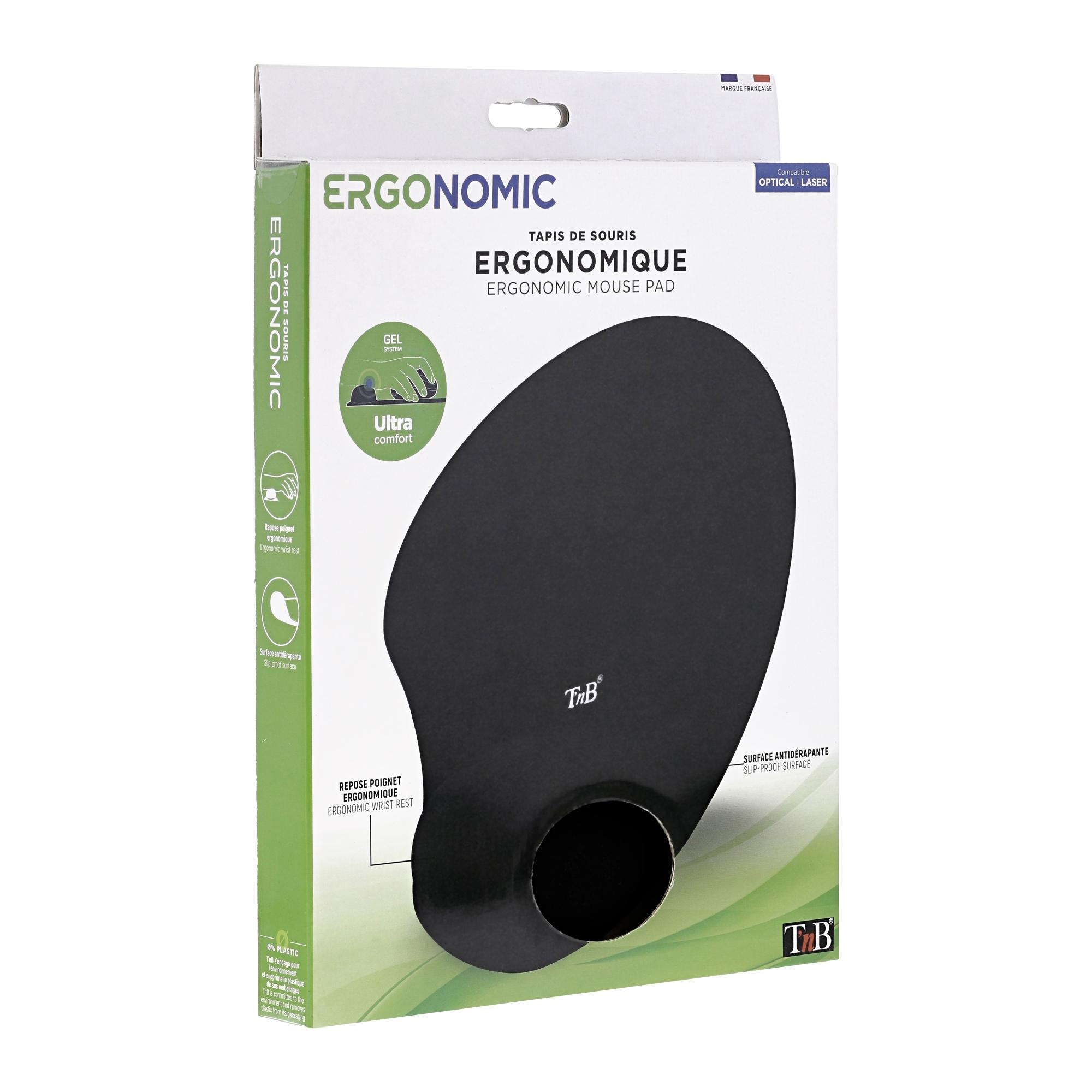 TNB ERGO-DESIGN - Reposamuñecas de gel para ratón negro