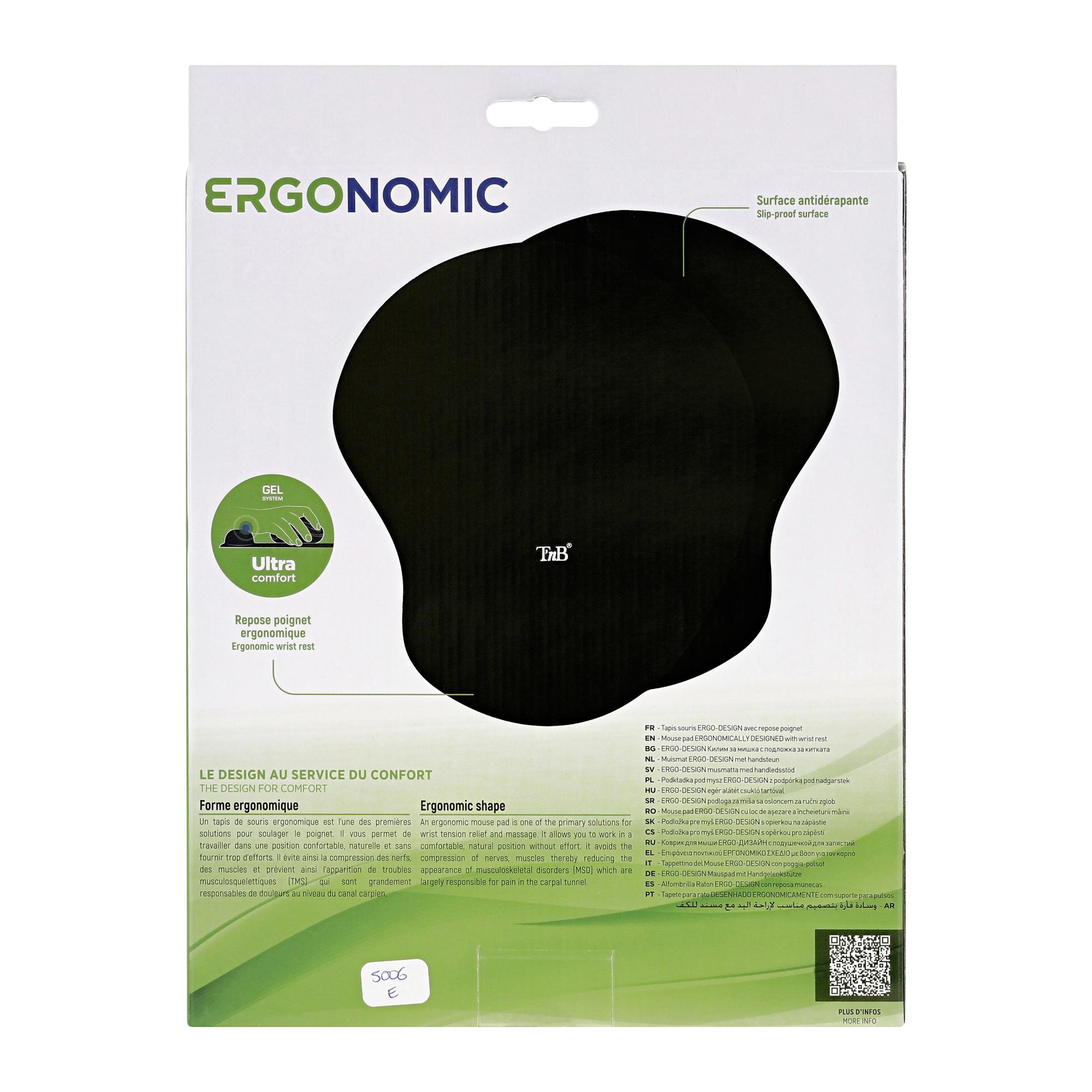 TNB ERGO-DESIGN - Reposamuñecas de gel para ratón negro