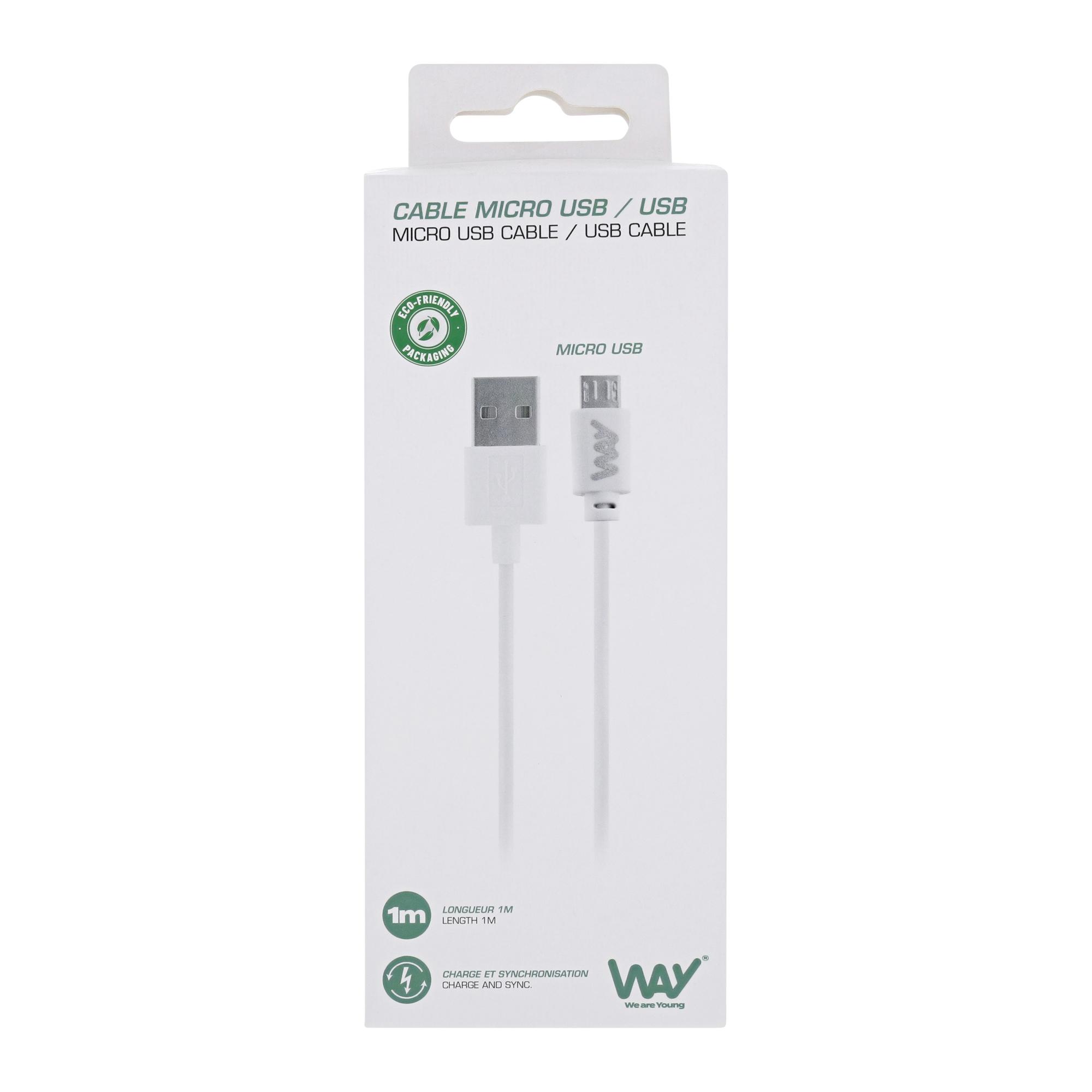 TNB WAY - Cable de carga y sincronización USB/Micro USB de 1 m blanco