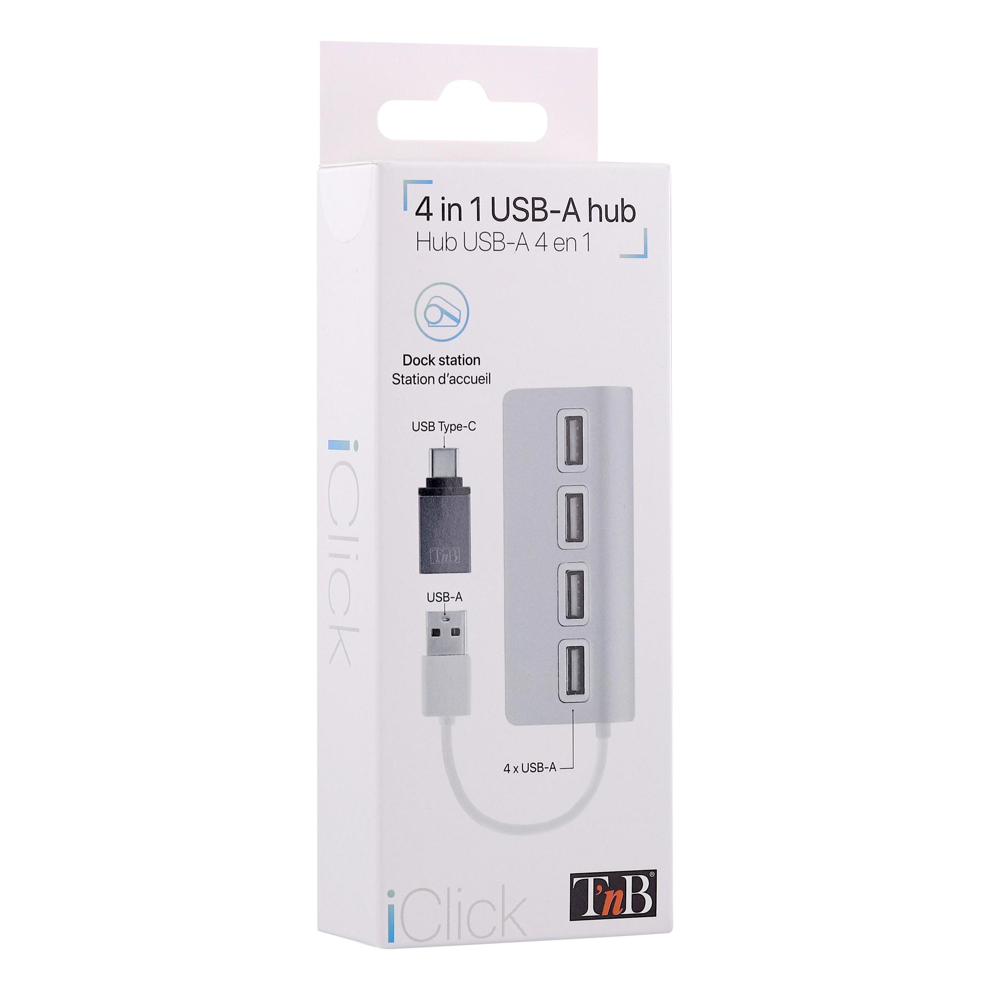 TNB HUB autoalimentado USB 2.0 de 4 puertos - aluminio